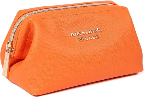 Miniatura 11 de Angelina's Palace Bolsa de maquillaje de viaje impermeable de cuero vegano, organizador de artículos de tocador oriental estilo retro, bolsa de Negro