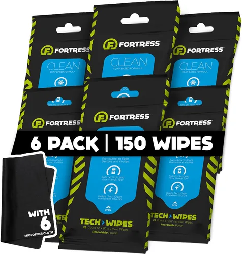 Miniatura 10 de Fortress Toallitas electrónicas (25 unidades, paquete de 3) toallitas para llevar para pantallas, teléfonos, teclados, monitores de TV, pantallas