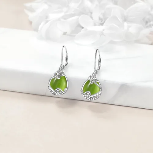Miniatura 272 de Aretes colgantes con forma de lágrima de filigrana de piedra lunar de plata de ley 925 con cierre de palanca para mujer, regalos de joyería