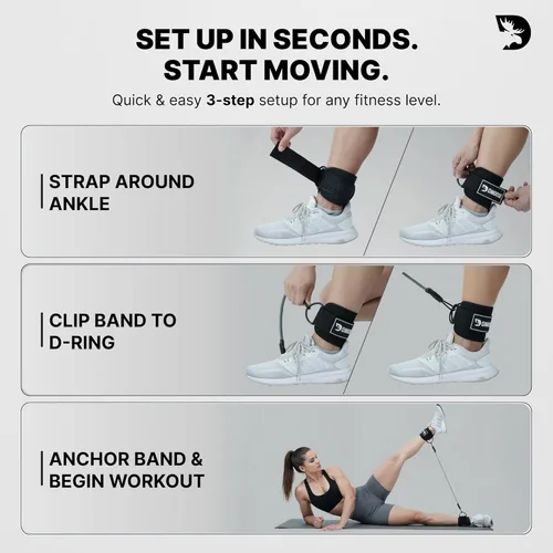 Miniatura 8 de DMoose Fitness Ankle Strap for Cable Machine - One Size Fit with Premium Padding Cuffs, Ankle Bands for Working Out, Booty Workouts, Leg Extension
