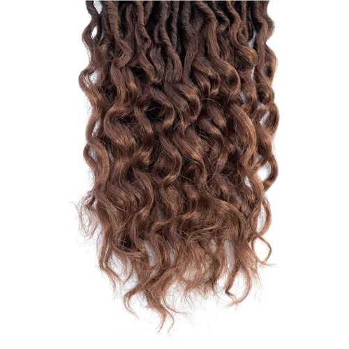 Miniatura 8 de Karida Rastas de cabello sintético de ganchillo de 18 pulgadas, 8 paquetes de cabello de ganchillo preanudado de diosa, rastas sintéticas onduladas