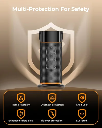Miniatura 6 de Calentador de espacio: calentadores de espacio portátiles de 1500 W para uso en interiores, calentador eléctrico de cerámica PTC con control remoto