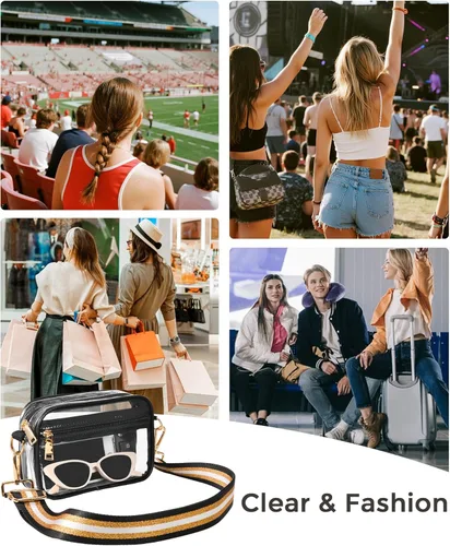 Miniatura 6 de BS-VOG Bolso cruzado transparente aprobado para estadios, bolsos transparentes para mujeres, bolsa pequeña para estadios para eventos, conciertos, a8