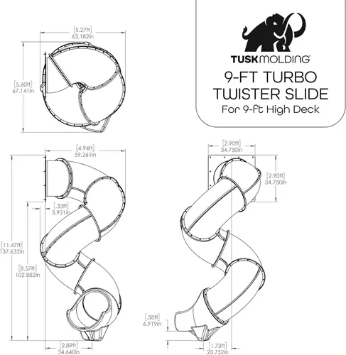 Miniatura 3 de Tobogán Turbo Twister de 9 pies para juegos – Aventura retorcida, paseo suave y seguro TUSK Strong℠ (borgoña)