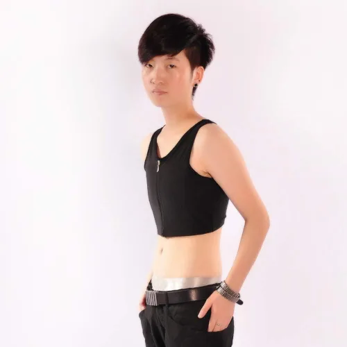Miniatura 5 de BaronHong Mujeres Lesbianas Tomboy Zip Up Tank Top Chaleco Pecho Binder Vendaje más fuerte