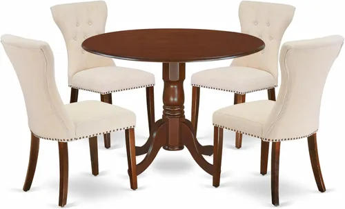 Miniatura 19 de East West Furniture DLGA3-AWA-03 - Juego de mesa de comedor de 3 piezas que contiene una mesa de cocina redonda con gotas y 2 sillas Parson, 42 x 42