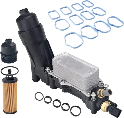 Adaptador de carcasa de filtro de enfriador de aceite de motor compatible con Jeep Wrangler Dodge Charger Chrysler Town&Country de 3.6L 2014-2017