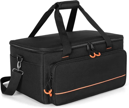 Miniatura 9 de LUXJA Bolsa de luz acolchada para 4 luces par, funda con divisor interior y bolsillos para accesorios, color negro