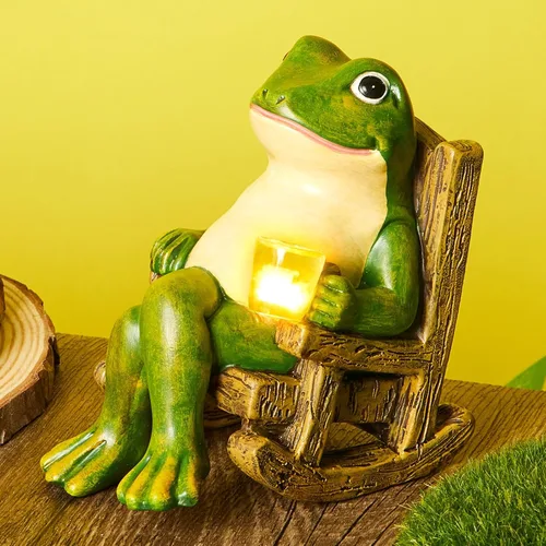 Miniatura 8 de Jetec Estatua de jardín de rana con energía solar en miniatura, decoración del día de la madre, regalos para decoración del hogar, accesorios