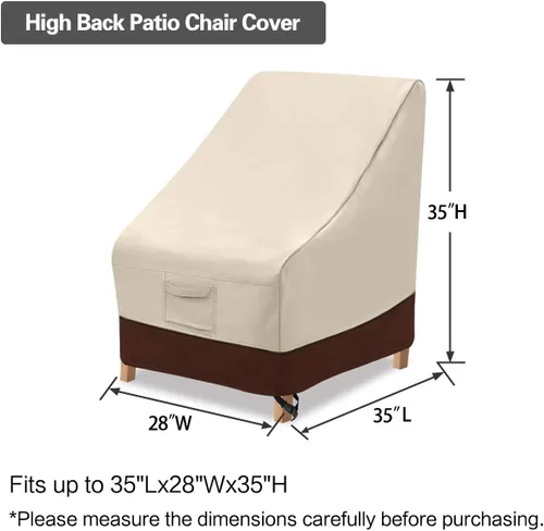 Miniatura 2 de Vailge Funda para Silla de Patio de Alto Respaldo, Fundas para Sillas de Exterior Impermeables, Funda para Silla de Comedor de 600D, Silla de Césped