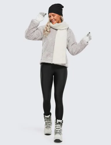 Miniatura 4 de CRZ YOGA Leggings de cintura alta con forro polar para mujer, 25 pulgadas, cálidos, gruesos, térmicos, suaves, pantalones de yoga para entrenamiento