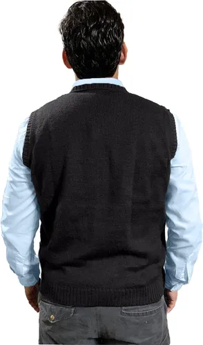 Miniatura 3 de TINKUY Chaleco peruano de lana de alpaca con cuello en V para hombre, S-4XL