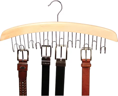 Miniatura 2 de Richards Homewares - Percha de madera para corbata y cinturón, capacidad para hasta 12, natural