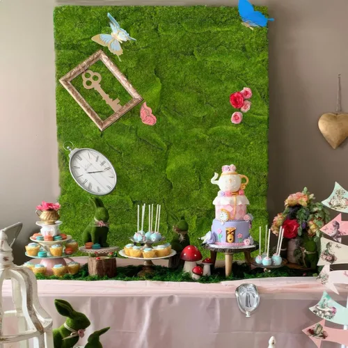 Miniatura 6 de FAICOIA Alfombra de musgo falso, rollo de camino de mesa para jardines de hadas, césped, boda, decoración de mesa de bosque, 39 x 39 pulgadas, musgo