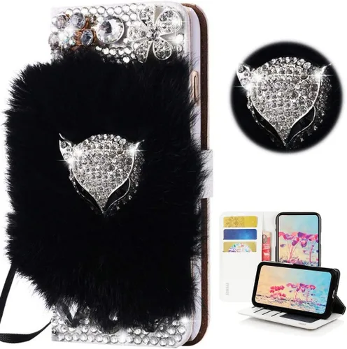 Miniatura 8 de Bling - Funda tipo cartera para teléfono compatible con Moto Edge 5G UW, elegante, diseño de zorro de lujo hecho a mano en 3D, funda magnética