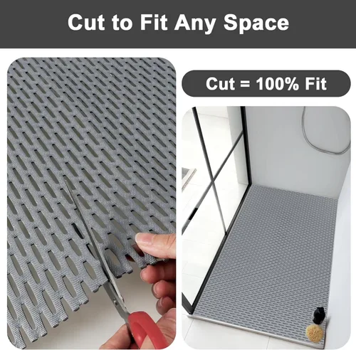 Miniatura 6 de Alfombrilla de ducha antideslizante: 35 x 24 pulgadas, extra grande para ducha interior, tapete de ducha antideslizante de PVC recortable, sin olor