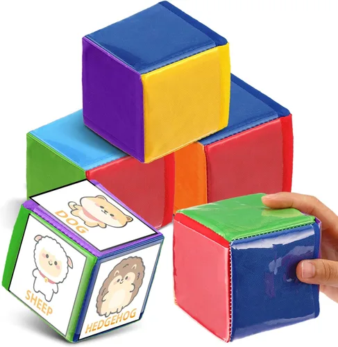 4 piezas de dados grandes de espuma con bolsillos, para hacer tú mismo, educación, jugar, cubos de dados suaves, aprendizaje y enseñanza, bloques de