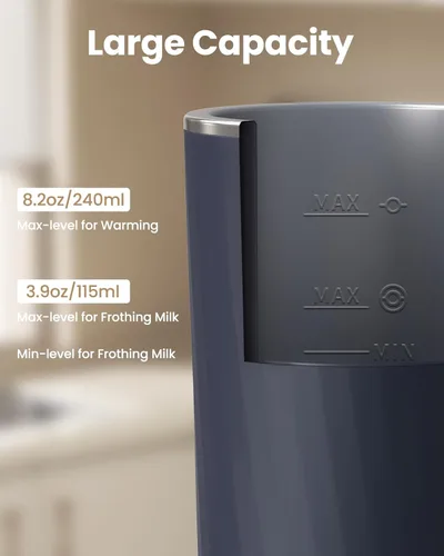 Miniatura 5 de SIMPLETASTE Espumador de leche, espumador de leche eléctrico 4 en 1 y vaporizador, máquina automática de espuma fría y cálida y calentador de leche