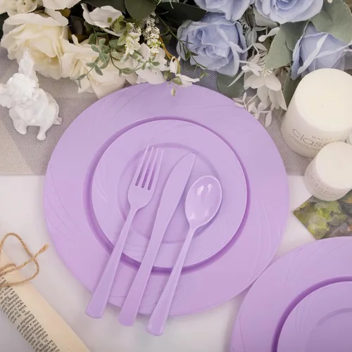 Miniatura 8 de YOUBET 125 platos de plástico azul, platos desechables para baby shower, incluye 25 platos llanos, 25 platos de postre, 25 tenedores, 25 cuchillos