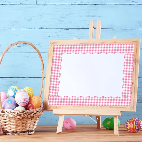 Miniatura 6 de Whaline Bordes de tablero de anuncios de Pascua de 164 pies, 5 rollos de cuadros pastel a cuadros troquelados, tiras rosadas, azules, amarillas
