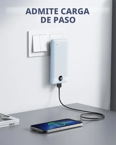 Miniatura 2 de VRURC - Cargador portátil con cables integrados y enchufe de pared AC, banco de energía USB C de 10000 mAh, cargador de teléfono compacto y ligero