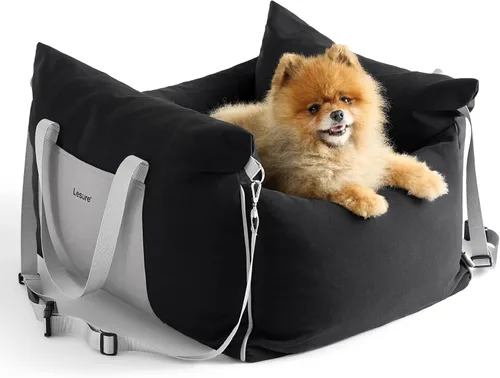 Miniatura 12 de Lesure Asiento de automóvil para perros pequeños - Asiento elevador para perro con parte inferior impermeable, correa de seguridad con clip