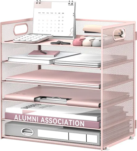 Miniatura 8 de Daltack Organizador de papel de 6 niveles para escritorio, organizador de bandejas de papel para escritorios, organizadores de archivos de Negro