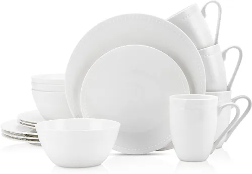 Miniatura 14 de Stone Lain Alexandria - Juego de vajilla de 16 piezas de porcelana china, blanco