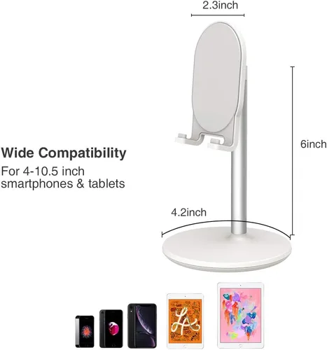 Miniatura 4 de Soporte Bright Stone para teléfono de escritorio, soporte ajustable para teléfono celular para escritorio, compatible con Blanco