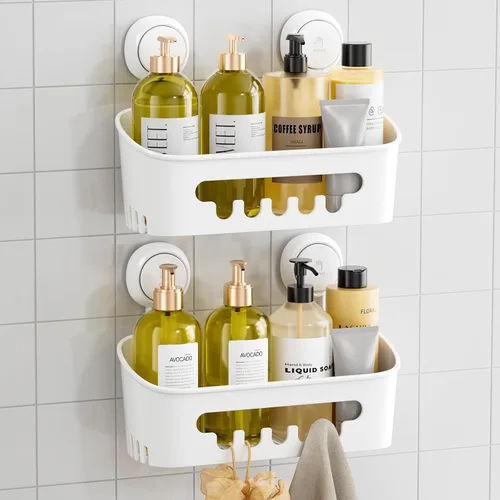 Miniatura 14 de TAILI Organizador de Ducha con Ventosa Paquete de 2, Organizador de Baño de Alta Resistencia, Estantes Removibles para Interior de Ducha, Champú