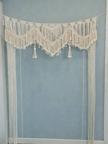 Miniatura 5 de kiido Gran macramé para colgar en la pared, decoración bohemia de boda para cenador/arco, cortina de puerta, telón de fondo de fotos, decoración