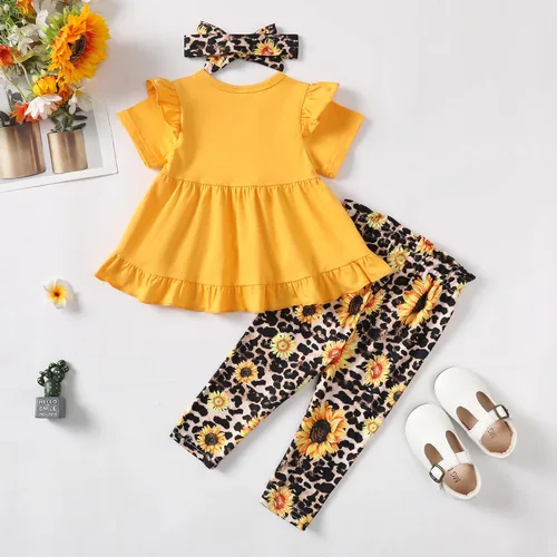 Miniatura 42 de Kucnuzki Conjunto de ropa para bebé niña pequeña, camisa de manga con volantes, pantalón floral, ropa de otoño e invierno para niña