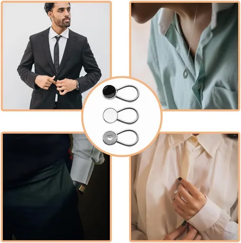 Miniatura 5 de 12 extensores invisibles de cuello de camisa de 0.8 pulgadas, extensores de botón de cuello ajustables para camisas de vestir, trajes, pantalones