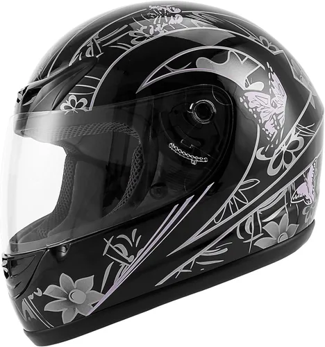 Miniatura 3 de TCT-MOTORPARTS - Casco de motocicleta para adultos, aprobado por DOT, color negro, visera de espejo de cara completa, casco de calle Negro