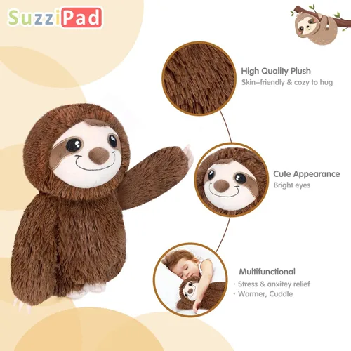 Miniatura 2 de SUZZIPAD Animal de peluche para microondas, peluche de perezoso calentado para la ansiedad, hora de acostarse, acurrucarse y acompañar, alivio