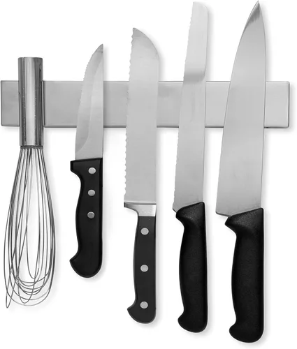Miniatura 9 de Portatuchillos magnético de madera de acacia de 10 pulgadas con uso multiusos, soportes magnéticos para cuchillos de cocina, portacuchillos