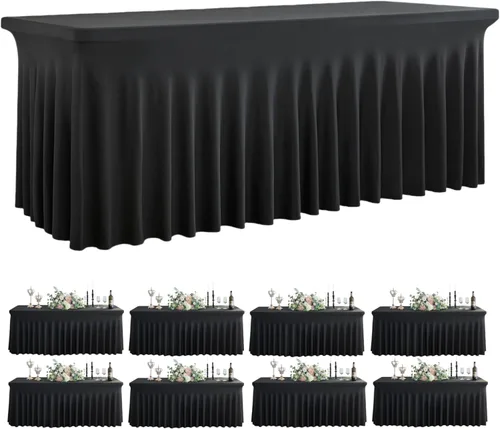 Miniatura 33 de Outpain - 4 paquetes de mantel de elastano de 6 pies para mesas plegables estándar - Mantel de mesa rosa bebé, protector de mesa para fiesta, boda