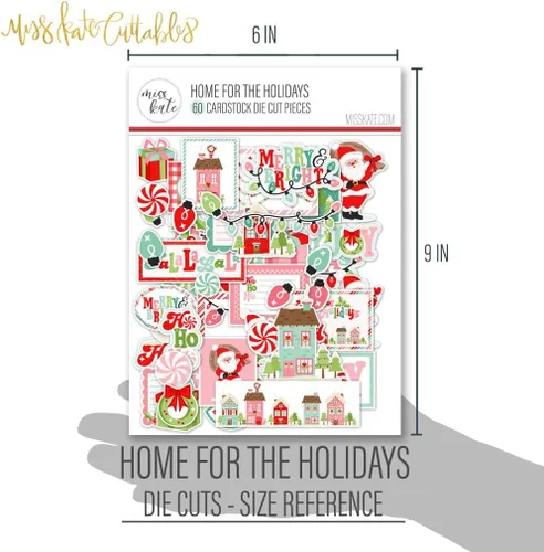 Miniatura 3 de Troqueles de papel - Hogar para las fiestas - para Santa Nochebuena - Más de 60 troqueles de cartulina para álbumes de recortes - por Miss Kate