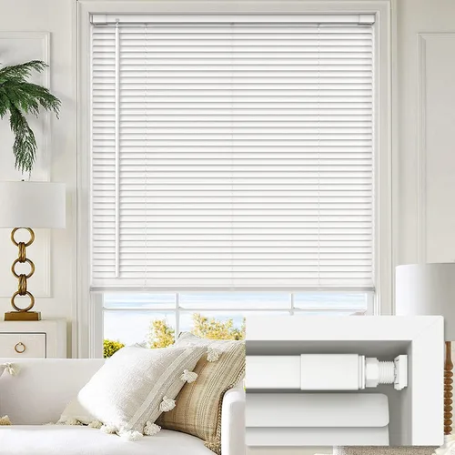 Miniatura 11 de LazBlinds sin herramientas sin taladro persianas mini de vinilo de 1 pulgada, persianas inalámbricas para ventanas, persianas y cortinas