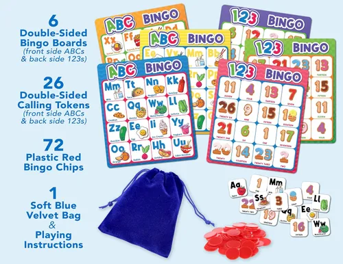 Miniatura 3 de Party Hearty Juego de mesa de bingo del alfabeto y número, ABC y 123 para niños de jardín de infantes y preescolares que aprenden a leer, 2 Edición
