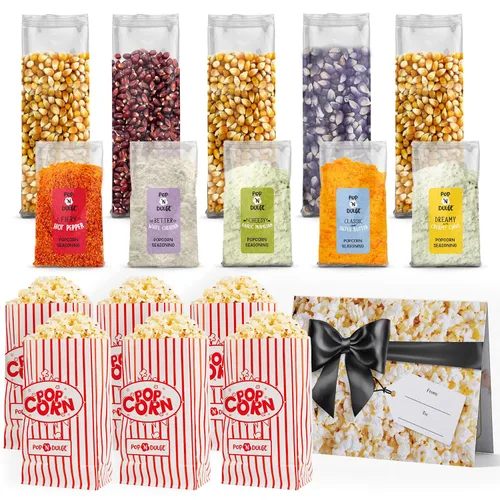 Miniatura 5 de Pop n' Dulge Palomitas de maíz para noche de cine, set de regalo de 16 piezas, 5 paquetes de palomitas gourmet sin OMG, 5 paquetes de variedad