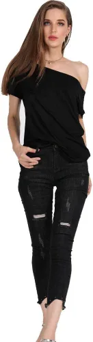 Miniatura 70 de MAGICMK - Camiseta casual para mujer, con estampado de labios y hombro descubierto, talla extragrande