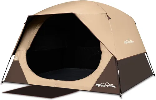 Miniatura 10 de LOYEAHCAMP Tienda de Campaña Blackout para 4 Personas, Montaje Fácil Tienda Domo Familiar Impermeable para Acampar con Sobretecho, Tienda Familiar