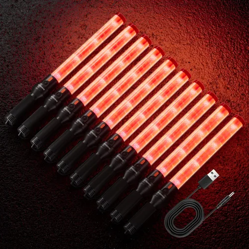 Miniatura 8 de E-riding Varita de tráfico recargable de 16 pulgadas, bastón de control de tráfico rojo con 2 modos intermitentes, varita de luz LED de seguridad