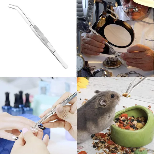 Miniatura 7 de Auniwaig Pinzas de acero inoxidable de 4.92 pulgadas de longitud con punta dentada curvada para reparación de manualidades, herramientas