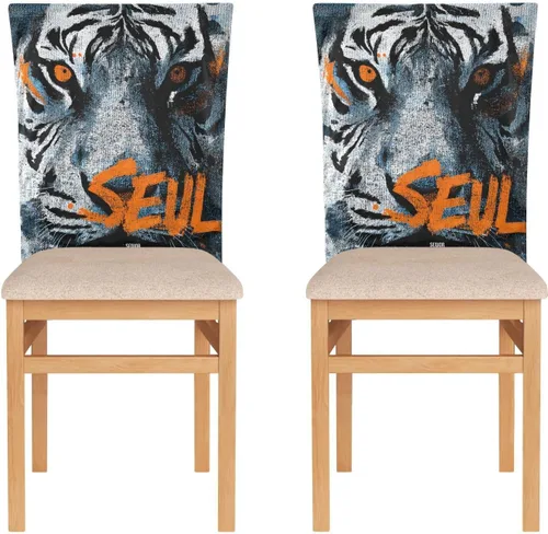Seaul Tigers - Juego de 2 fundas de asiento para sillas antipolvo para festivales (graduación de Pascua, etc.), juego de 2 fundas decorativas para