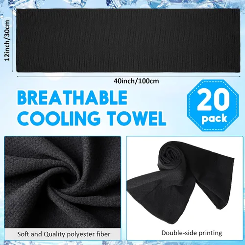 Miniatura 2 de Redbaker Paquete de 20 toallas de enfriamiento a granel (40 x 12 pulgadas), toallas de hielo para cuello y cara, trapo de microfibra suave