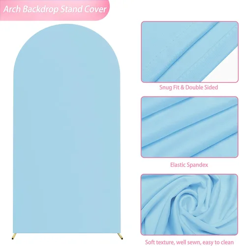 Miniatura 4 de Wokceer Funda para Arco de Boda de 6.6 Pies de Spandex Ajustada Cubiertas para Soporte de Arco de Boda Funda de Fondo de Arco Chiara de Parte Azul