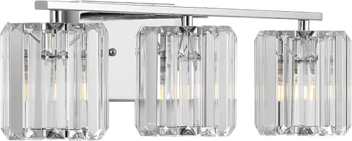 Miniatura 9 de JONATHAN Y Lámpara de pared LED de 4.75 pulgadas cromada con pantalla de prisma de cristal transparente, lámpara de pared cableada para espejo