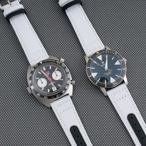 Miniatura 39 de StrapHabit Correa de reloj de liberación rápida, correa de reloj de tela de vela, dos longitudes, correa de reloj de piel de nailon, 0.748 in, 0.787